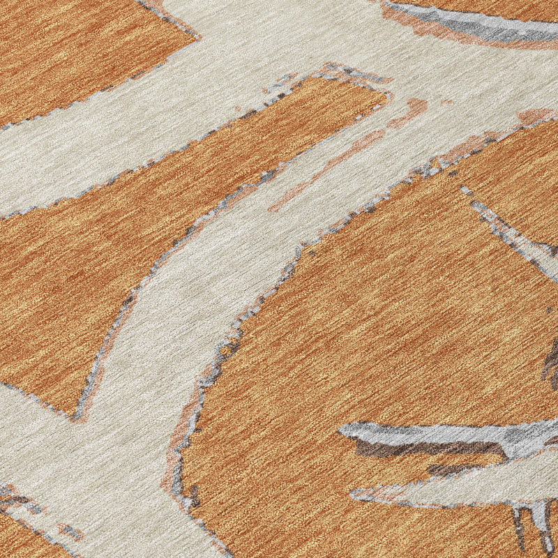 Copper 5' x 7' Machine Washable Synthetic Area Rug