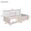 Lit plateforme simple en bois avec barrière de sécurité et tablettes de rangement latérales pratiques, base de lit pour enfant peu encombrante (sans matelas)-132915858-132915859