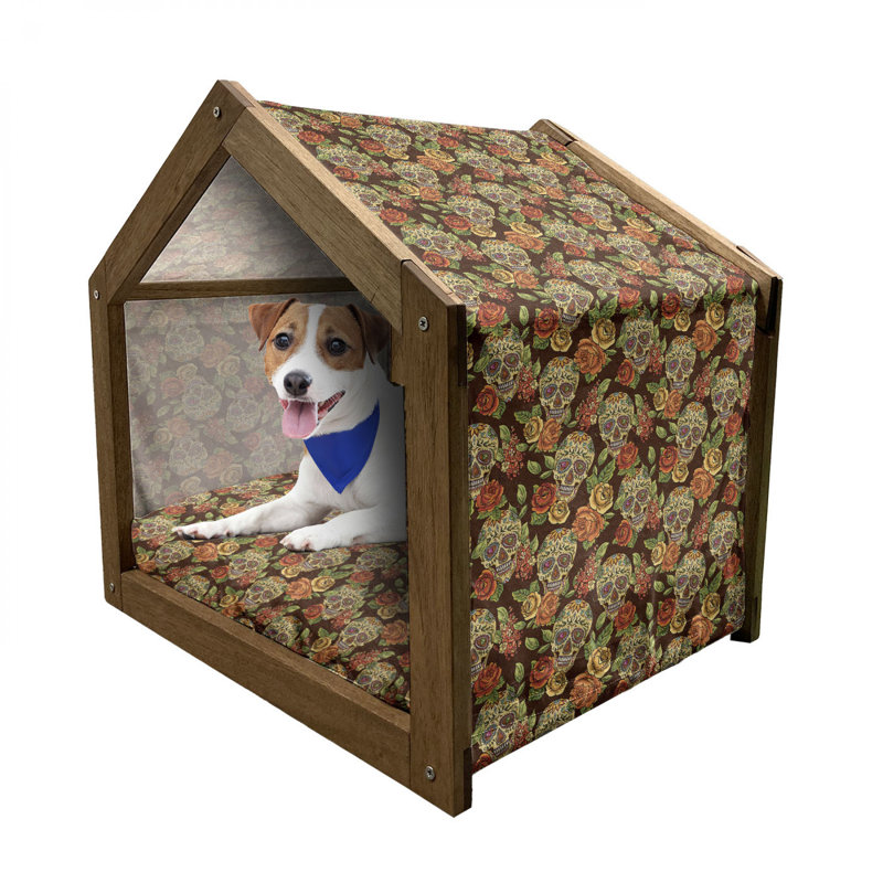 Niche pour chien en bois vert, H 32,28 po x l 39,37 po x P 28,35 po