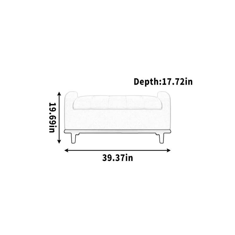 Banc de rangement pour canapé de rangement pour vêtements, H 19,69 po x l 39,37 po x P 17,72 po