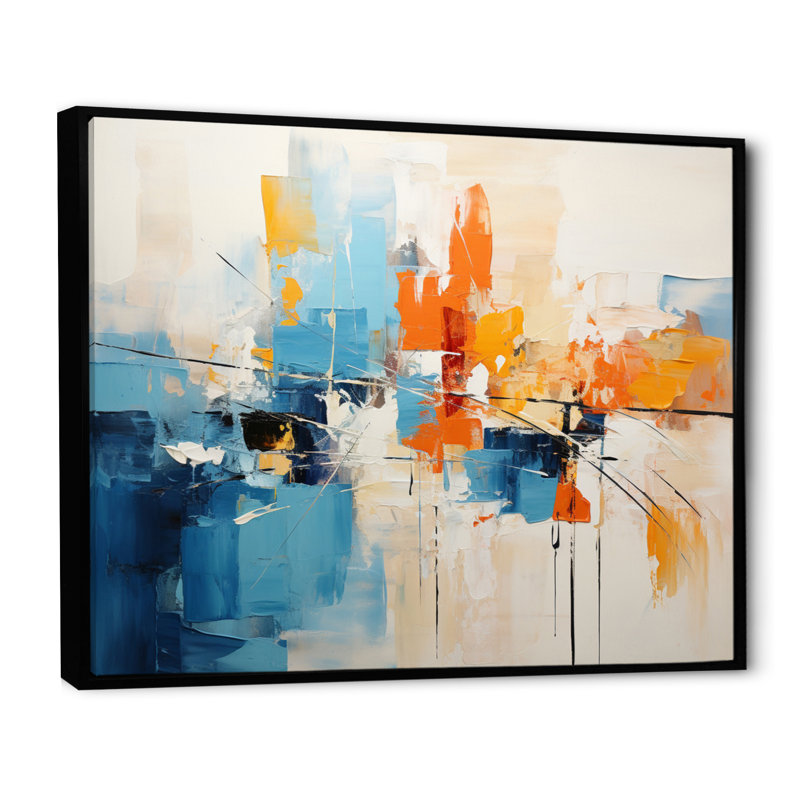Gerbrand papier Euphoria I - abstrait, collage, toile, art mural, H 16 po x l 32 po x P 1 po, Cadre flottant noir