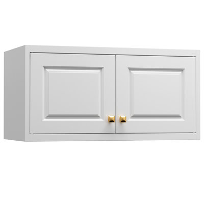 Armoire murale en métal avec portes Pant Armoires blanches pour le rangement de la cuisine, petite armoire supérieure, pour la salle à manger, le salon, la salle de bain, P 16 po x l 32 po x H 15 po