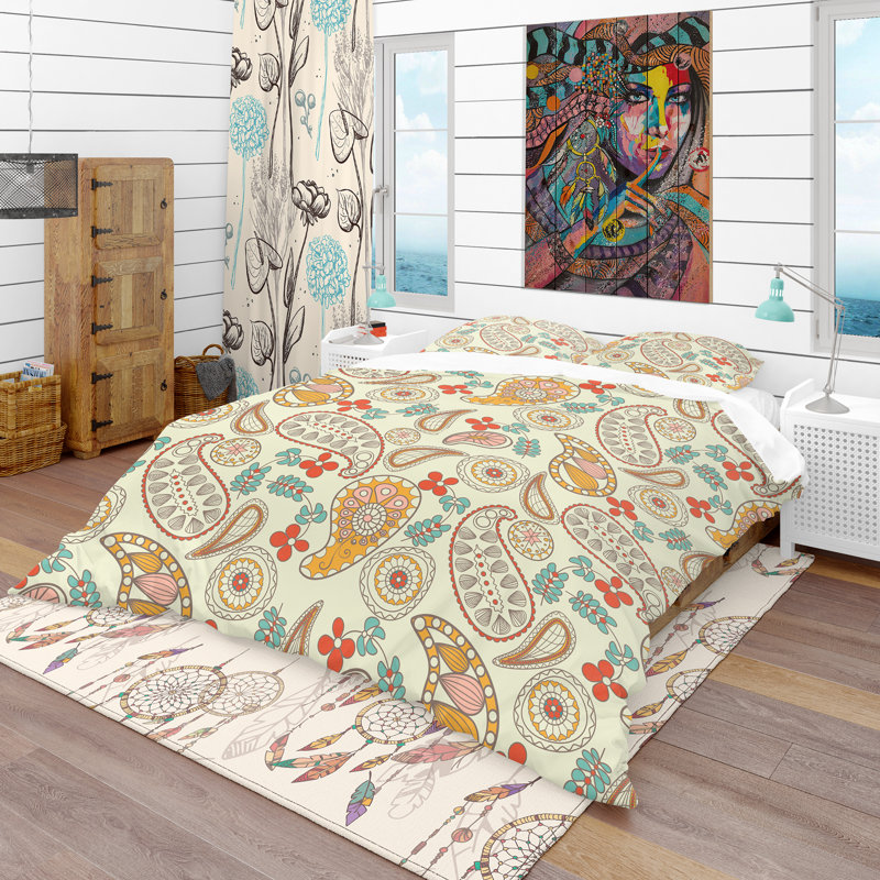 Ensemble de housse de couette rétro, Housse de couette très grand + 2 taies décoratives