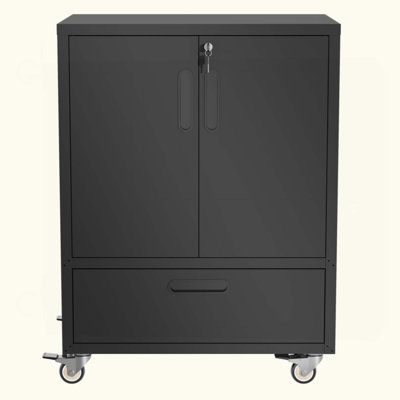Tool Cart With Wheels, Mobile Tool Cabinet With Lockable Casters & Drawer, Heavy-Duty Steel Storage Organizer For Garage, Workshop, Office - Easy 30-Min Assembly