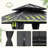 Double Roof Hardtop Metal Patio Gazebo with Curtains and Netting-110377480-110377479-110777380