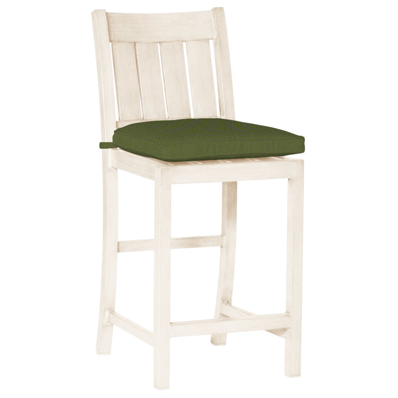 Club 24" Patio Bar Stool with Cushion, No Welt, Mahogany, Linen Forest