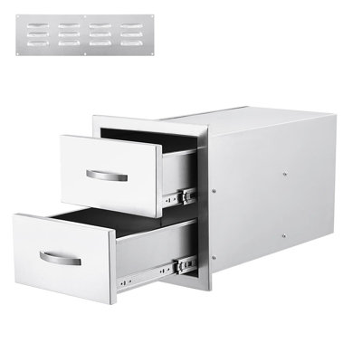 Outdoor Kitchen Drawers - Stainless Steel Flush Mount Triple Access BBQ Drawers
