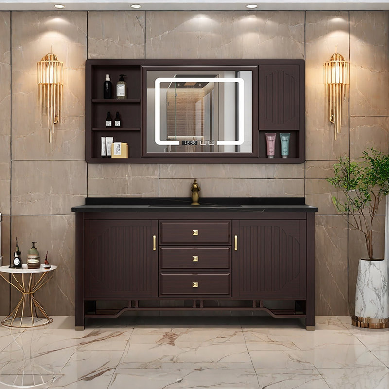 Armoire de salle de bain haut de gamme rétro et simple, 59"