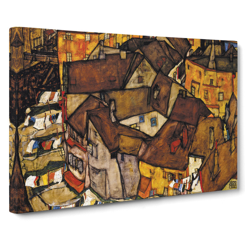Crescent of Houses by Egon Schiele - Wrapped Canvas, 50cm H x 76cm W x 3cm D