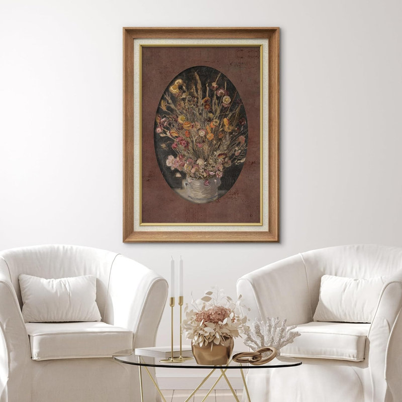 Floral Botanical, impression sur papier, Pas de tapis, Encadré naturel