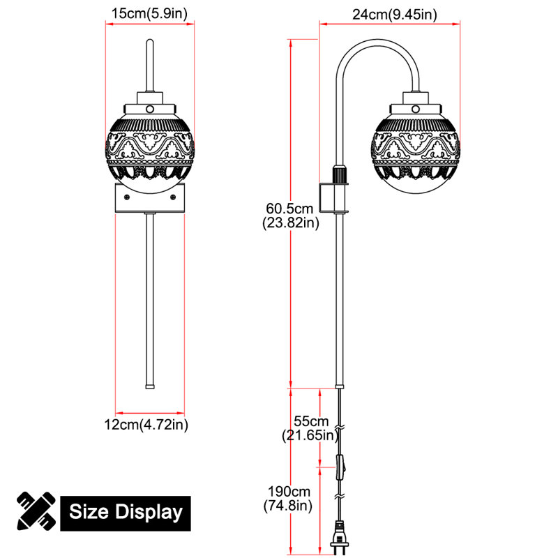 Clear Glass-covered Long Wall Lamps Of Mai Suqing Brand (Set of 2)