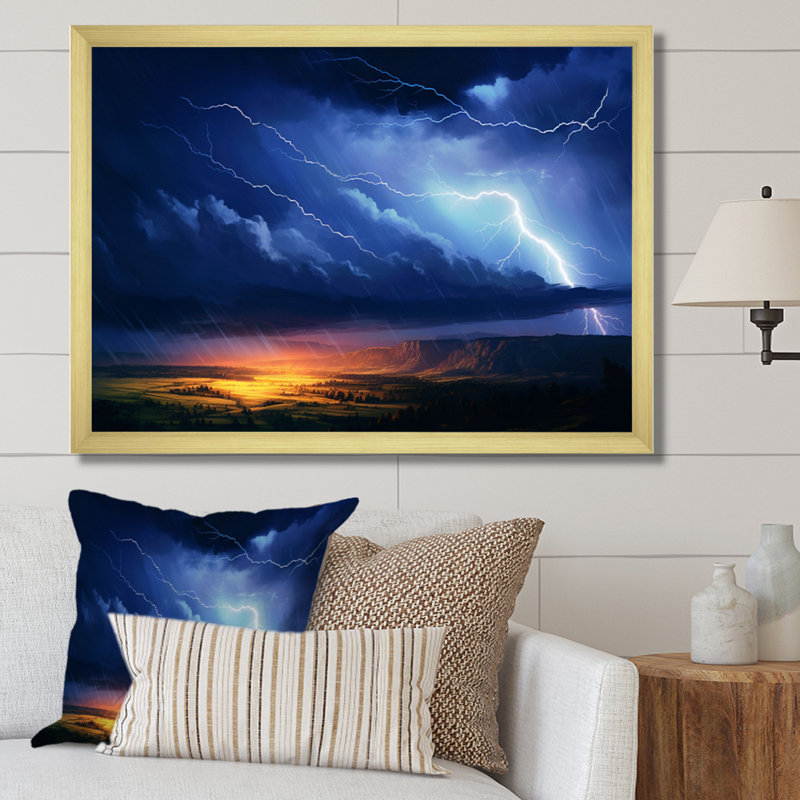 «Dramatic Thunderstorms I», reproduction d'art sur toile, H 30 po x l 40 po x P 1,5 po, Cadre doré à une seule photo