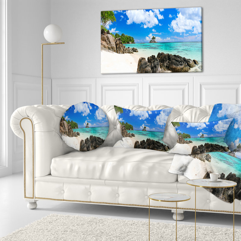Coussin photographie de plage idéale à Seychelles, 12 po x 20 po, Coussin lombaire