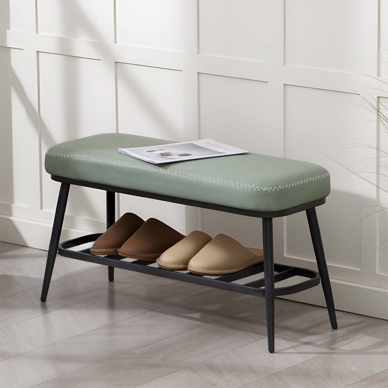 4 Pair Shoe Storage Bench, Green