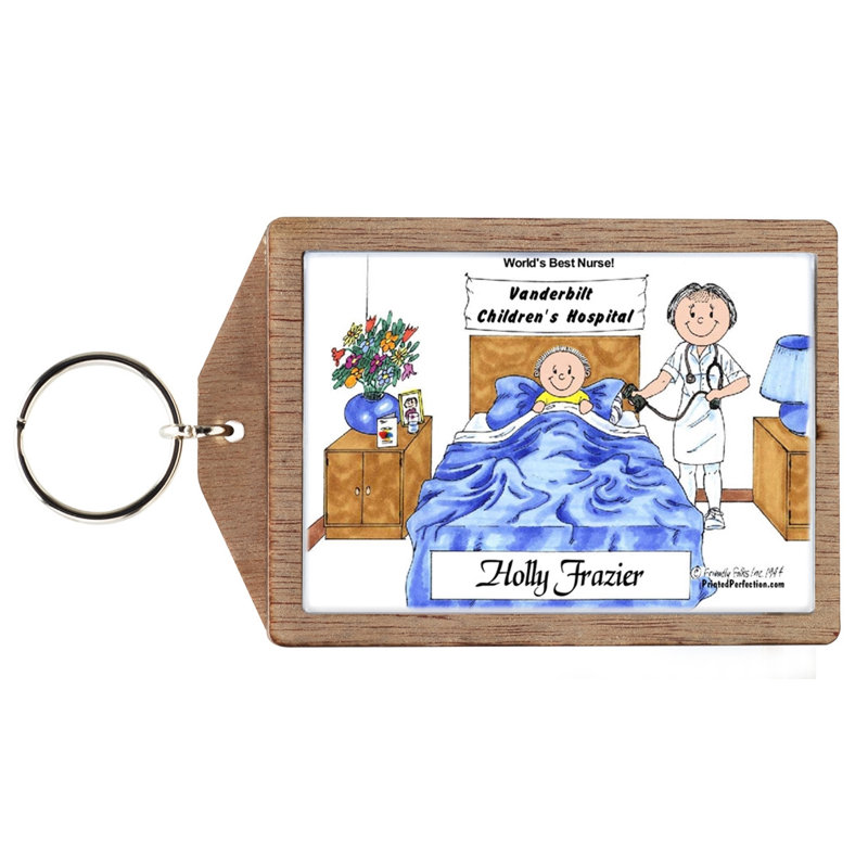 Personalized Nurse - Porte-clés féminin en bois, Oui