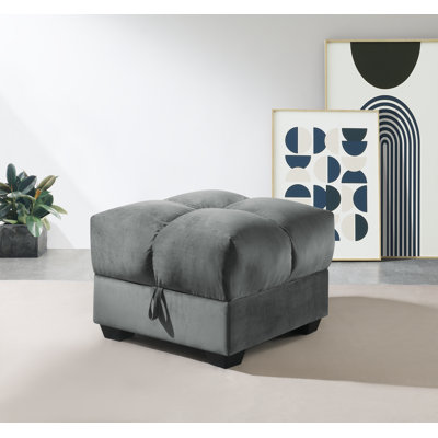 Tusarora 70cm Wide Velvet Square Solid Colour Ottoman with Storage