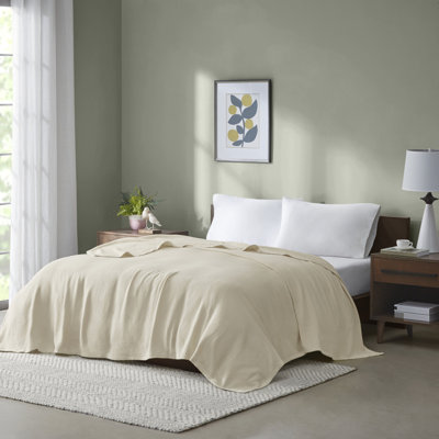 Freshspun Basketweave 100% Cotton Lightweight Cozy Blanket