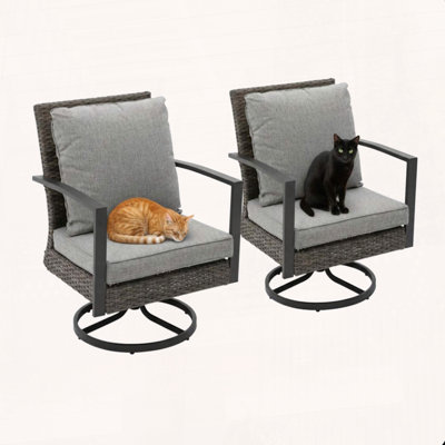 Ensemble de 2 chaises de patio berçantes pivotantes toutes saisons avec coussins moelleux