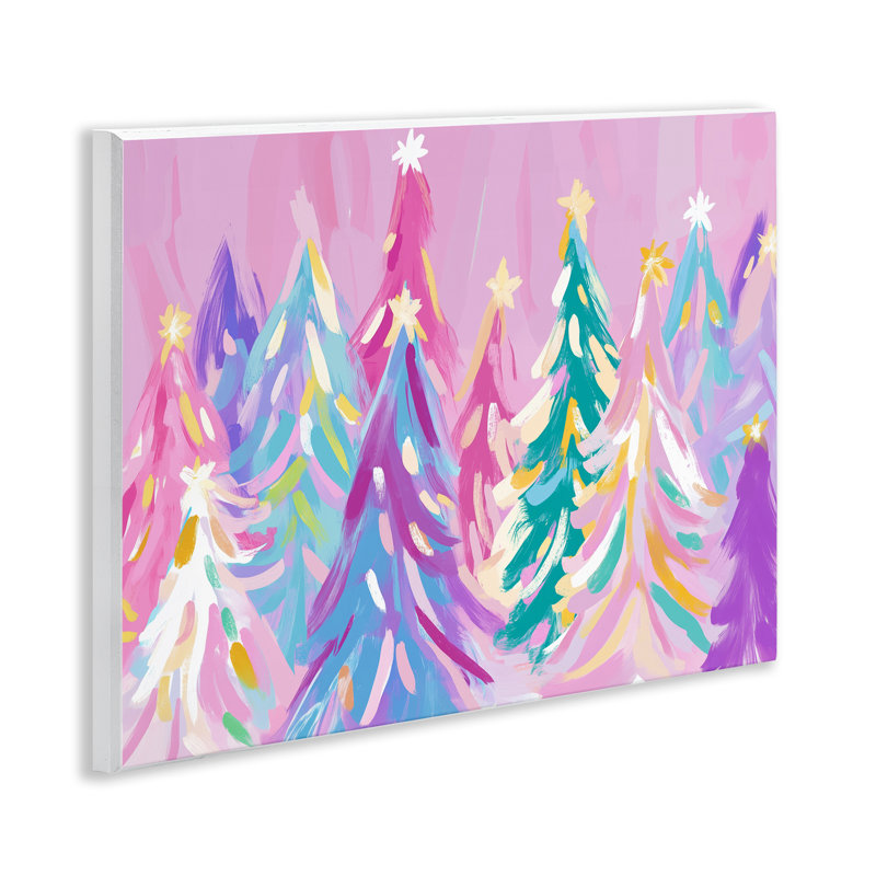 «Pastel Christmas Trees Abstraction», plaque murale par Arlington Prints