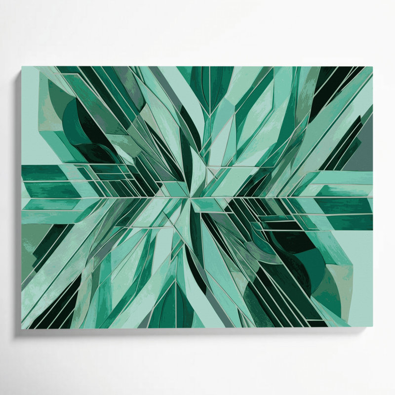 «Geometric Abstraction 25», art mural sur toile verte, H 11 po x l 14 po