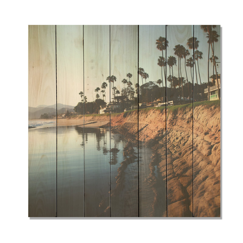 Brown And Green Shoreline Harmony Coast - Beach On Wood Print, 30" H x 30" W
