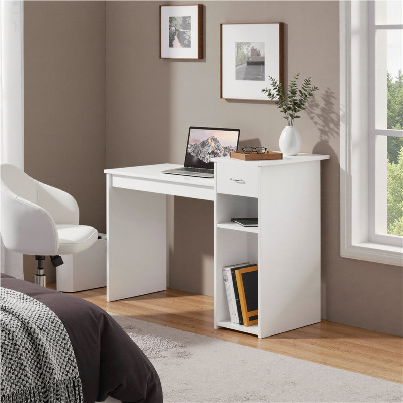 Pamella Writing Desk with Hutch, White