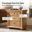 Table de bout en bois massif à 3 tiroirs avec station de charge et assemblage simple Auguste-241172595