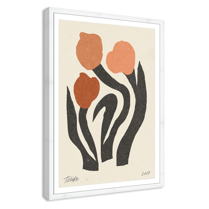 Imprimé de fleurs modernes par NKTN, Blanc satiné, 39'' W x 55'' H, Matted Print