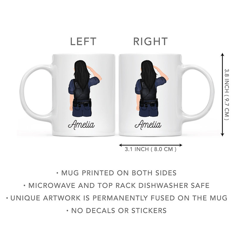 Tasse à café personnalisée, Oui, Blanc / noir, femme, agent de police 1