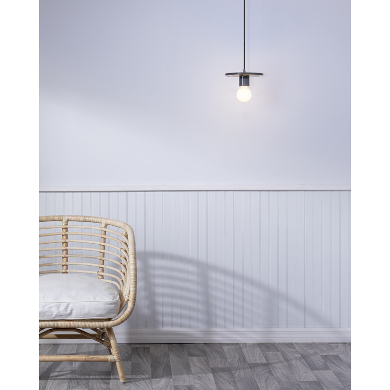 Luminaire suspendu à 1 lumière Leni, Gris brillant, Chrome poli