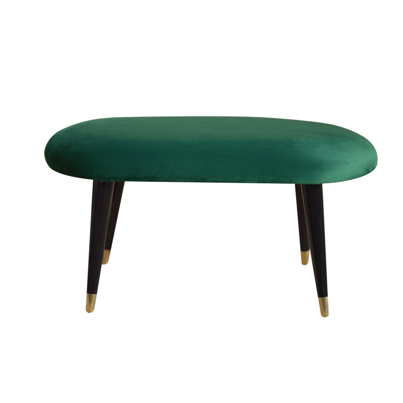 Emi Upholstered Bench, Dark Green/Gold Socks