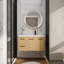 Meuble-lavabo mural 36 po en chêne clair avec lavabo droit, 2 portes et 2 tiroirs