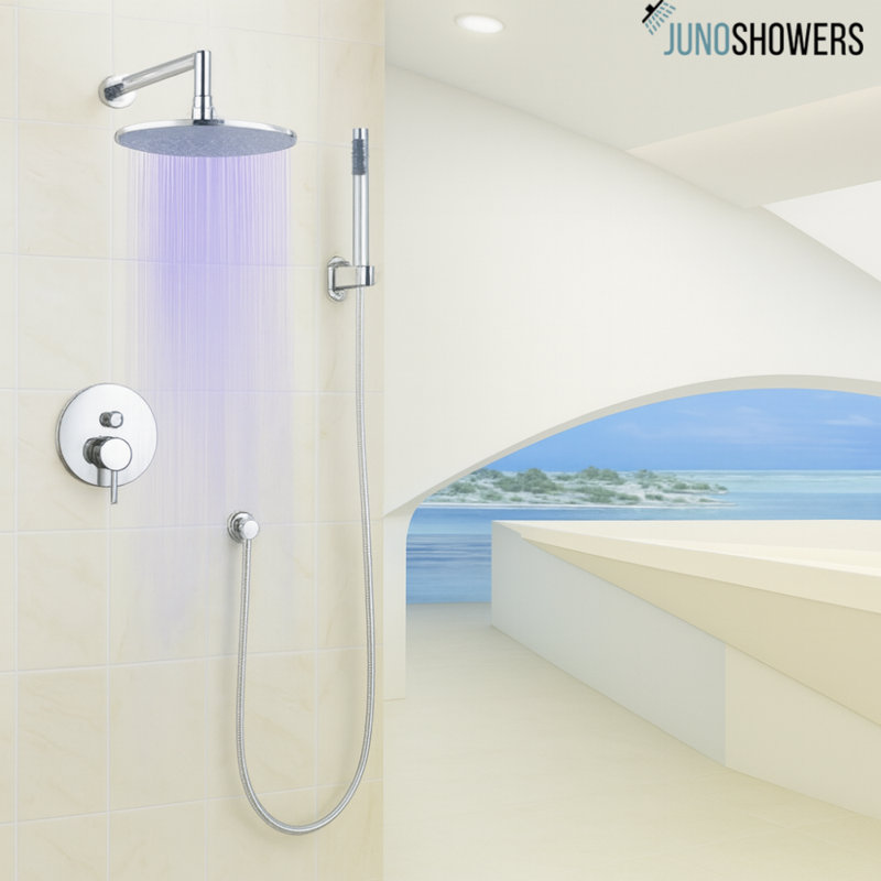 8 Inch Wall-Mounted Shower System with Thermostatic Valve and Handheld Spray