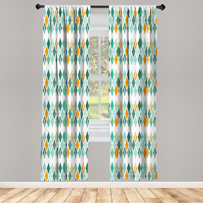 Geometric Semi-Sheer Rod Pocket Curtain Panels, 28" x 84"