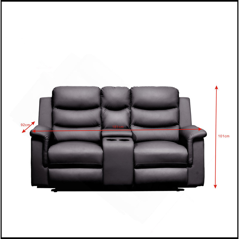 Causeuse inclinable avec housse de console centrale, housses de canapé inclinables extensibles (NOIR, housse de fauteuil inclinable 2 places avec console)