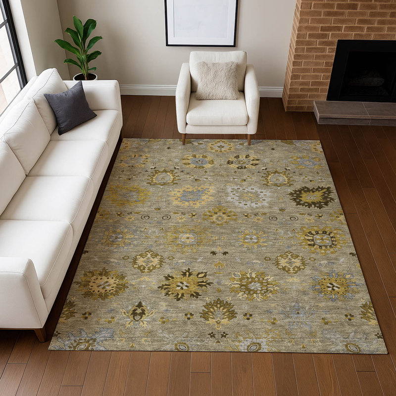Tapis damassé de qualité supérieure Mayfield AMF2289, 10 pi x 14 pi, Kaki