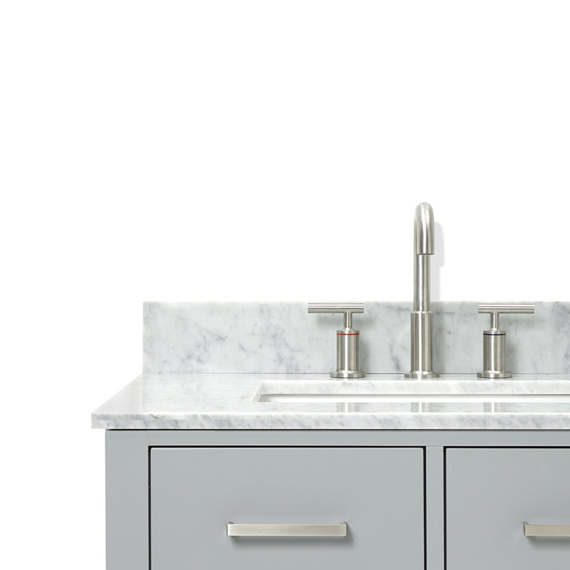Ensemble de meuble-lavabo mural simple 31 po Ceinture, Gris, Nickel brossé