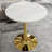 Marble-Top Round Side Table With Tapered Pedestal Base, Ideal For Living Room, Modern Minimalist Design-2055262464-2055262467