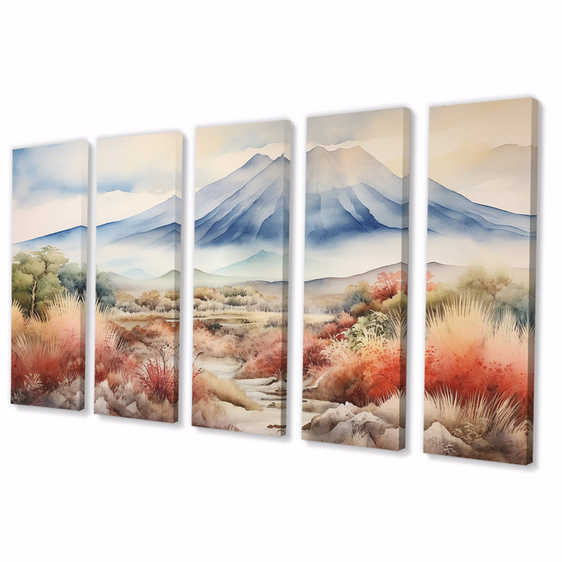 Art mural majestueux, Indonésie, 5 pièces, H 28 po x l 60 po