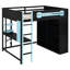 Blue Loft Bed Full Size with Desk, Wardrobe Storage, USB Charging and RGB Light-1646381559