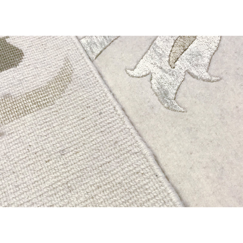 Tapis ivoire noué à la main de haute qualité