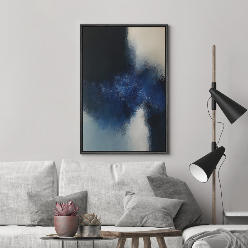 Reproduction d'art abstrait sur toile encadrée pour décoration intérieure moderne, H 24 po x l 16 po, Noir