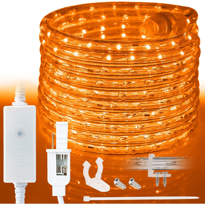 LED Rope Light w/ 8 Mode, Orange, 1200" L