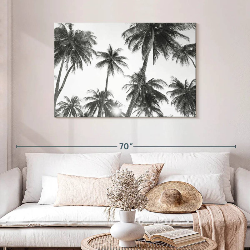 Harnek tropical en noir et blanc, H 30 po x l 45 po