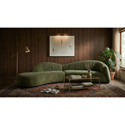 Canapé modulaire incurvé 145 po à 6 places avec dossier froncé 145 po Olive Green