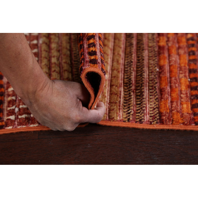 Tapis unique en laine noué à la main brun / rouge nouvel âge 4 pi x 6 pi 2 po