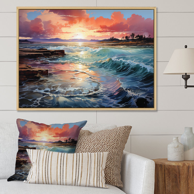 Rokas " Storm Stormy Reflections ", 30" H x 40" W, Natural Floater Framed