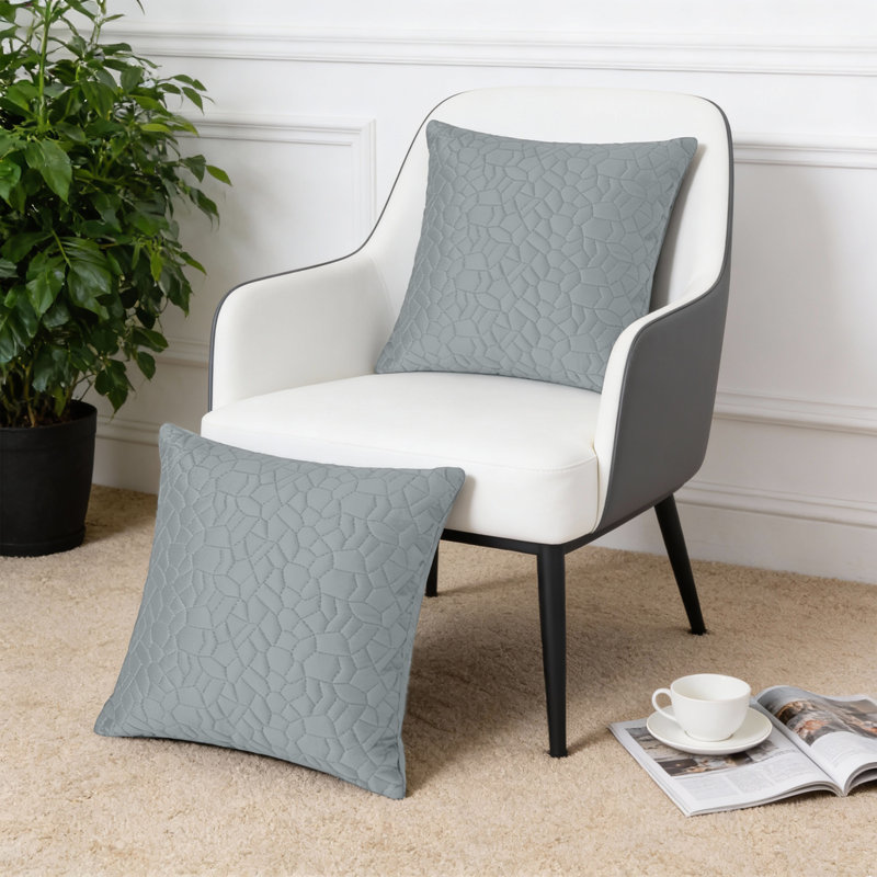 Luxury Pebble Cushion Cover- (Pack of 2), Silver