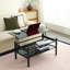Table basse à plateau relevable en verre, table basse moderne simple en verre trempé 2 couches pour le salon, noir