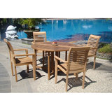 Hussey Outdoor 5 - Piece Teak Dining Set